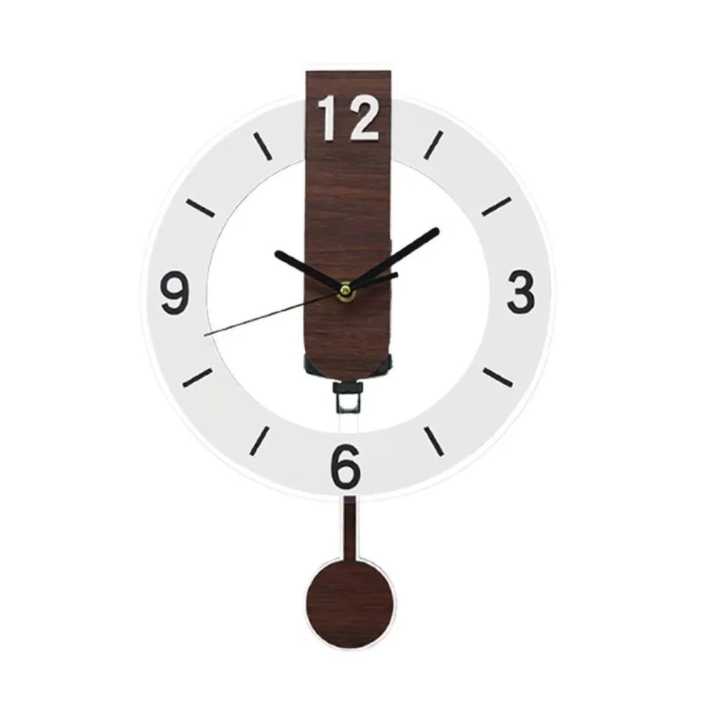 Acrylic and Wood Pendulum Wall Clock with Silent Quartz Movement