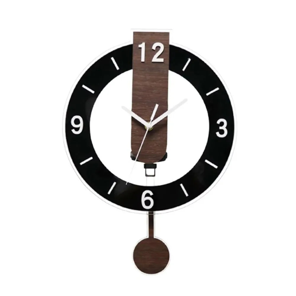 Acrylic and Wood Pendulum Wall Clock with Silent Quartz Movement