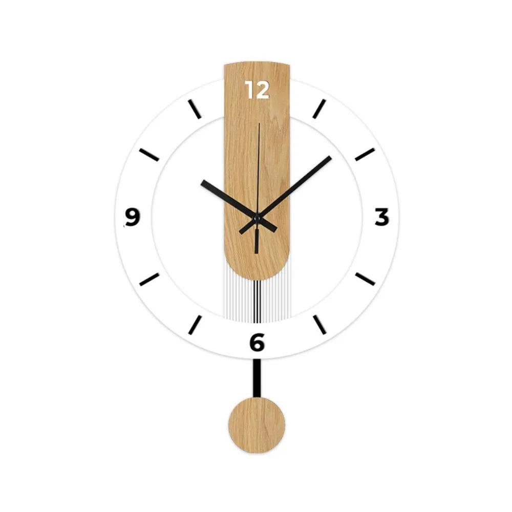 Acrylic and Wood Pendulum Wall Clock with Silent Quartz Movement