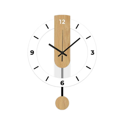 Acrylic and Wood Pendulum Wall Clock with Silent Quartz Movement