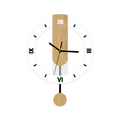 Acrylic and Wood Pendulum Wall Clock with Silent Quartz Movement