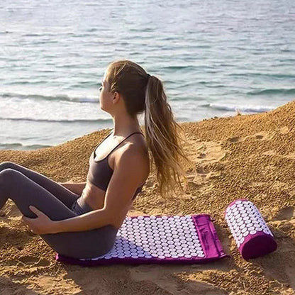 Acupressure Therapy Mat Set with Neck Support Cushion and Spike Discs