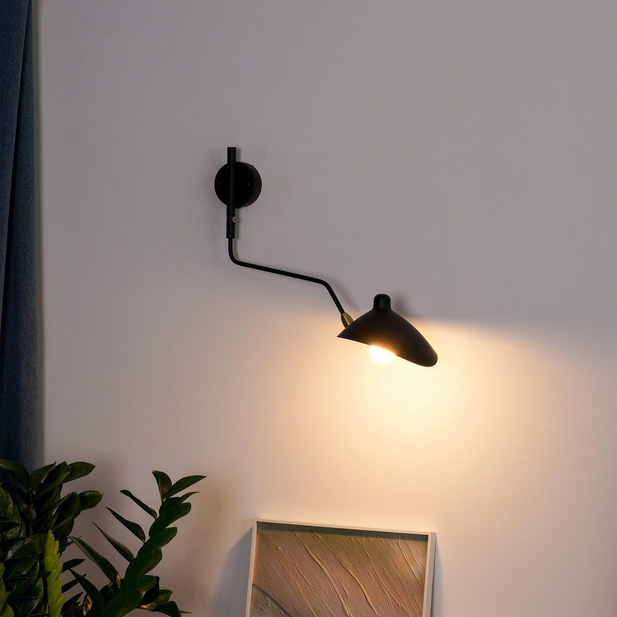 Adjustable Arm Metal Wall Sconce with LED Lighting in Black or White