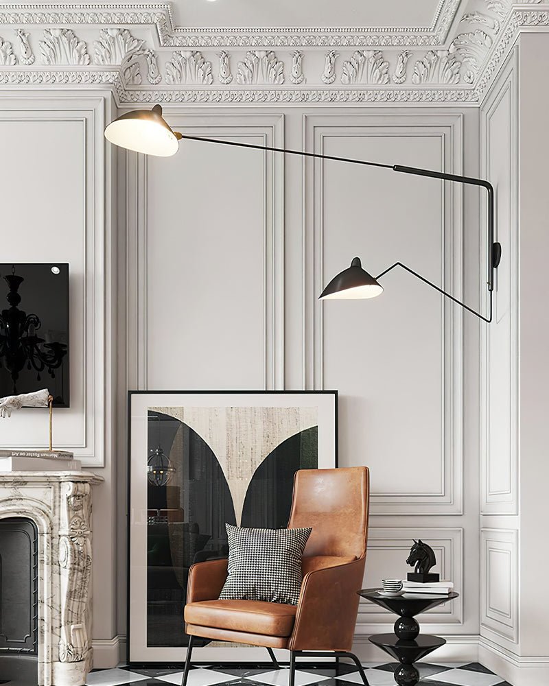 Adjustable Arm Metal Wall Sconce with LED Lighting in Black or White