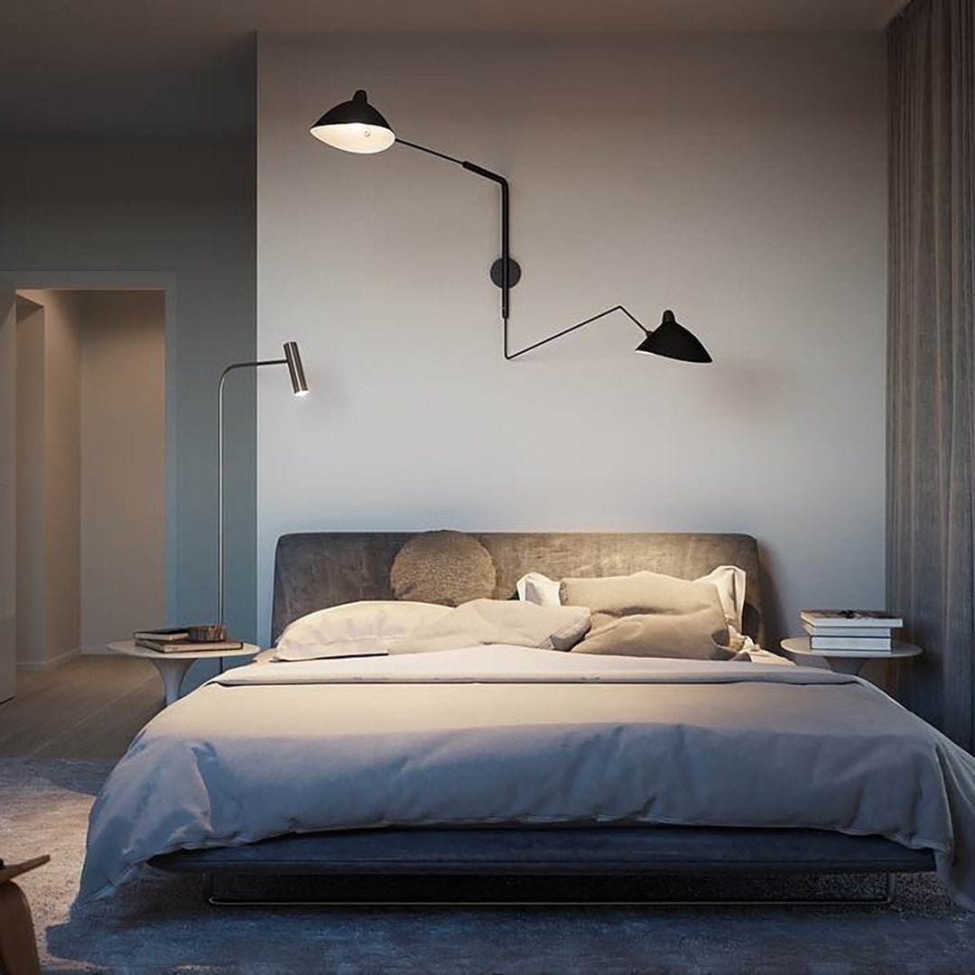 Adjustable Arm Metal Wall Sconce with LED Lighting in Black or White