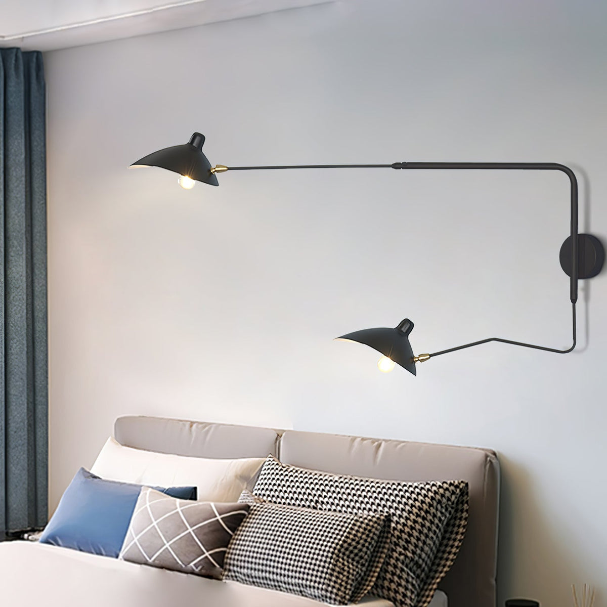 Adjustable Arm Metal Wall Sconce with LED Lighting in Black or White