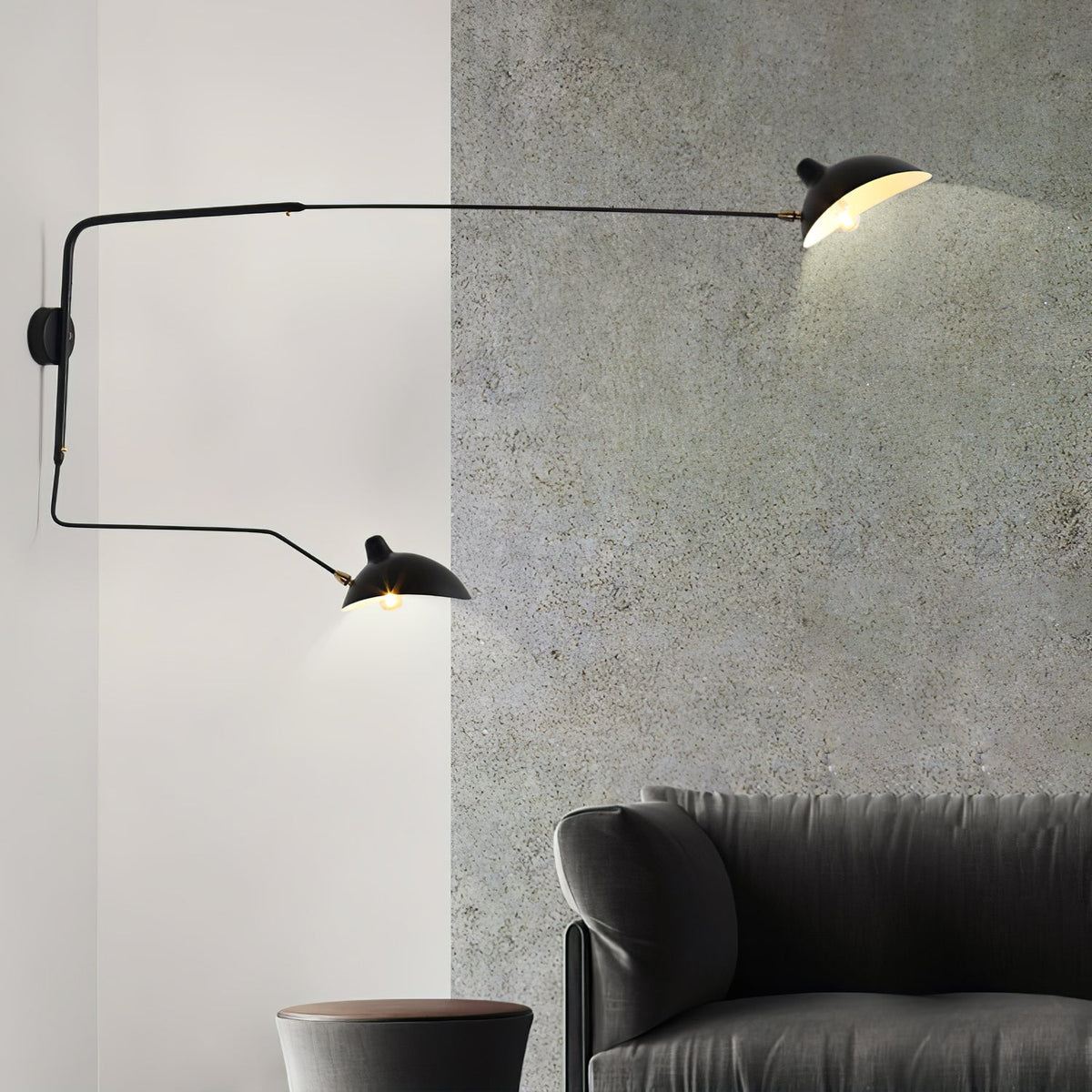Adjustable Arm Metal Wall Sconce with LED Lighting in Black or White