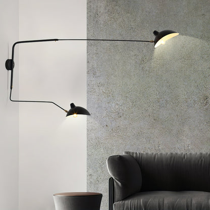 Adjustable Arm Metal Wall Sconce with LED Lighting in Black or White