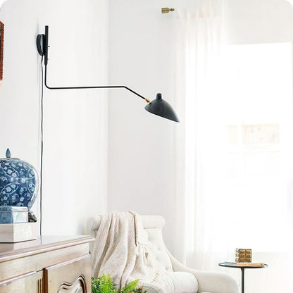 Adjustable Arm Metal Wall Sconce with LED Lighting in Black or White