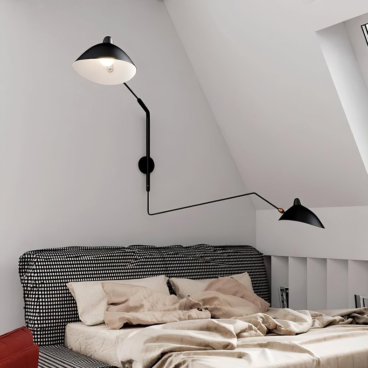 Adjustable Arm Metal Wall Sconce with LED Lighting in Black or White
