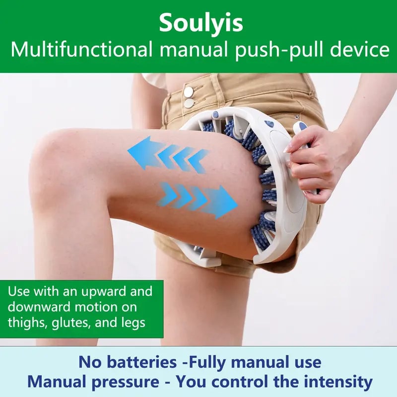 Adjustable Body Massage Roller with 360° Massage Rings and Removable Handle