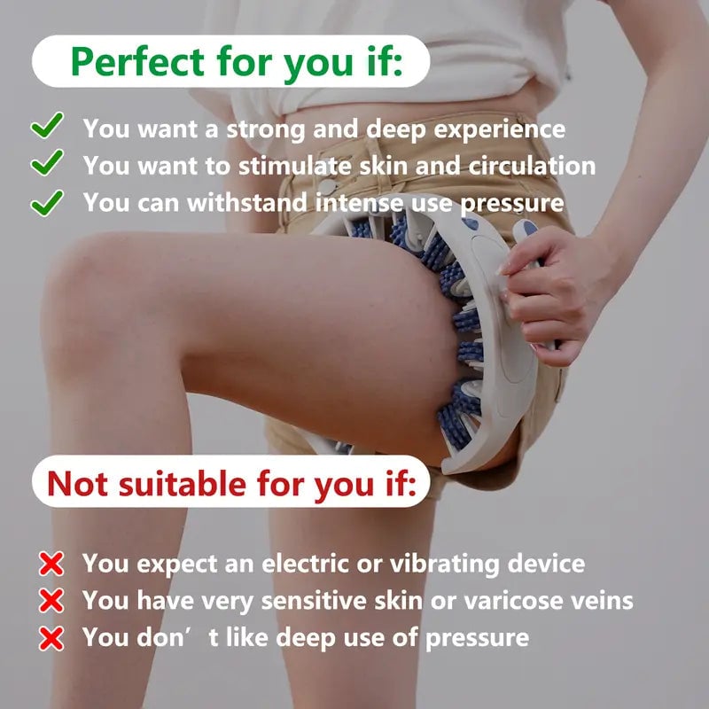 Adjustable Body Massage Roller with 360° Massage Rings and Removable Handle