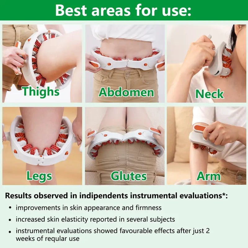 Adjustable Body Massage Roller with 360° Massage Rings and Removable Handle