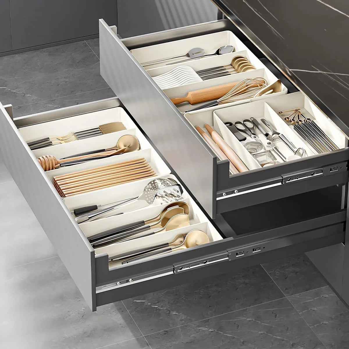 Adjustable Drawer Organizer with Extendable Space-Saving Design