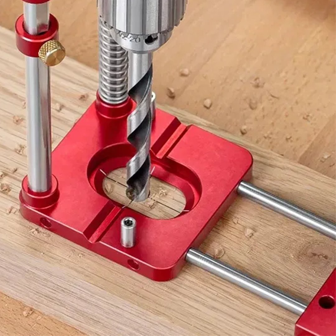 Adjustable Drill Press Guide for Handheld Drills, Portable Woodworking Jig