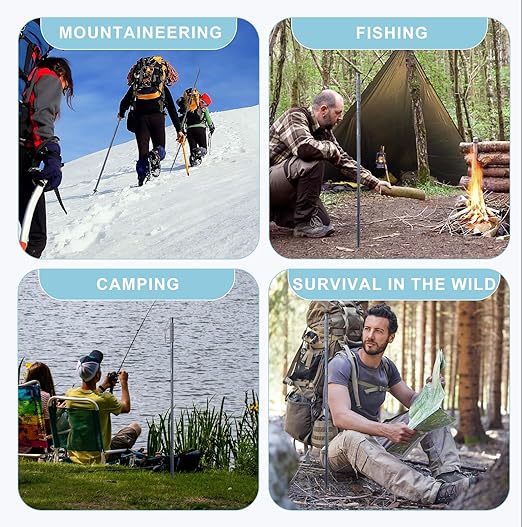 Adjustable Outdoor Trekking Pole with Integrated 7-in-1 Survival Tool Kit