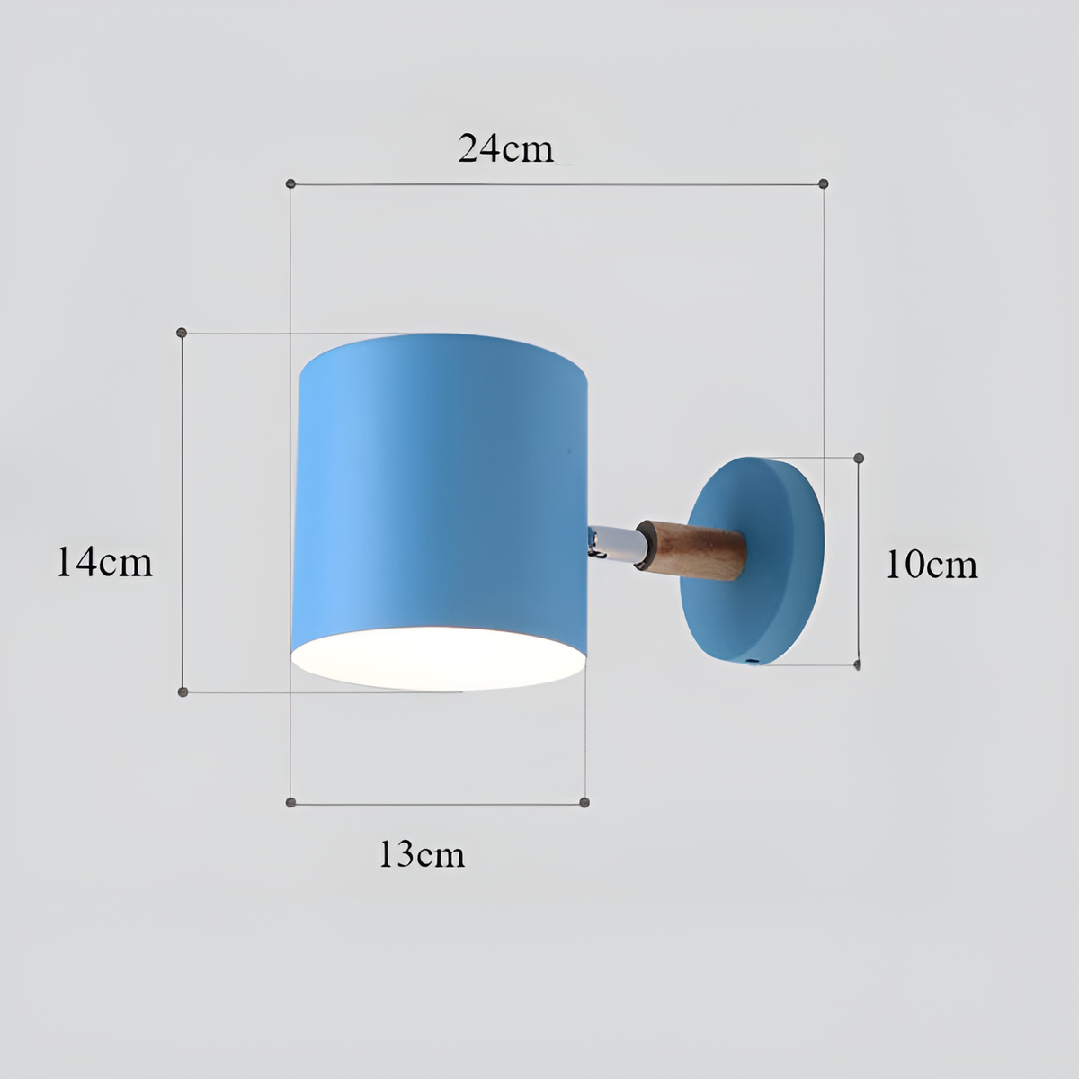 Adjustable Pastel Wood and Metal Wall Lamp