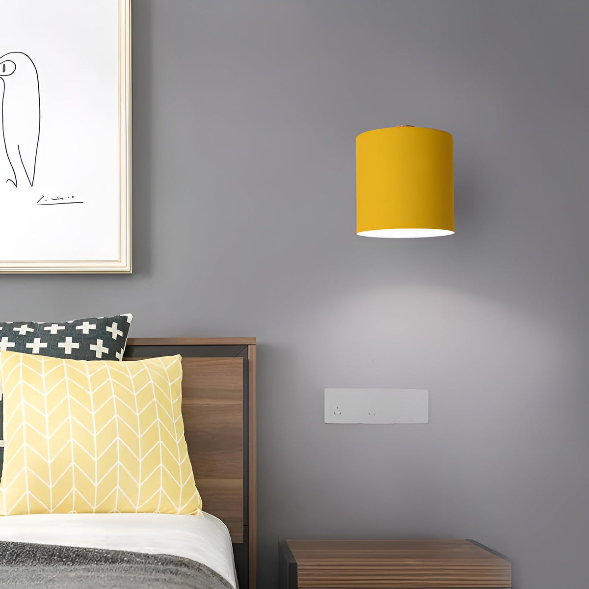 Adjustable Pastel Wood and Metal Wall Lamp