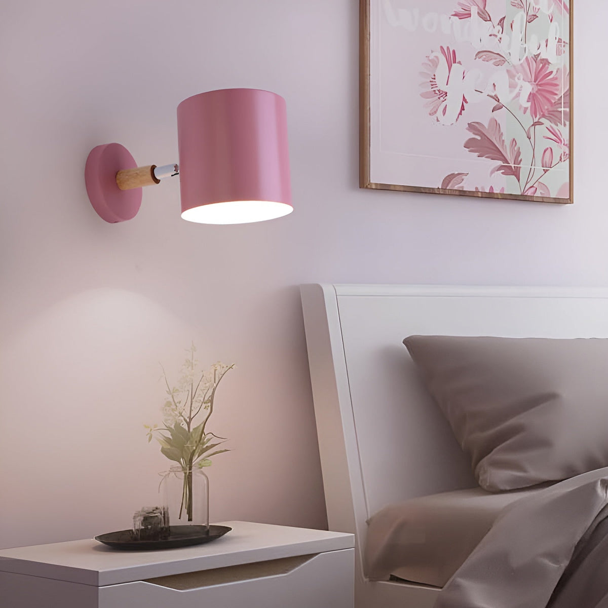 Adjustable Pastel Wood and Metal Wall Lamp