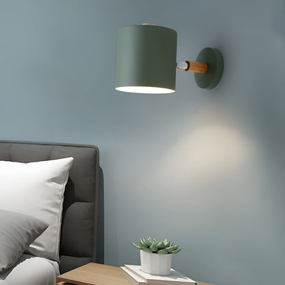 Adjustable Pastel Wood and Metal Wall Lamp
