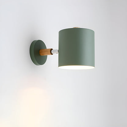 Adjustable Pastel Wood and Metal Wall Lamp