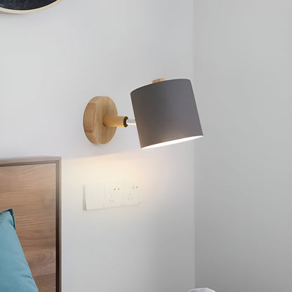 Adjustable Pastel Wood and Metal Wall Lamp