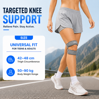 Adjustable Patellar Support Strap with Hook and Loop Closure