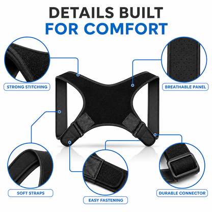 Adjustable Shoulder Posture Brace with Soft-Edged Straps and Discreet Fit