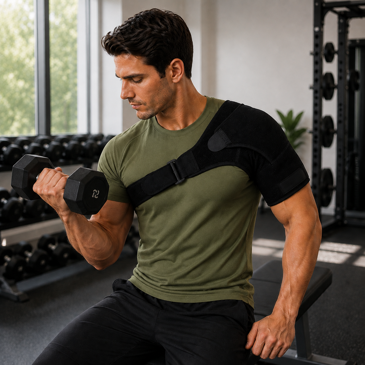 Adjustable Shoulder Support Wrap with Compression Fit and Breathable Construction
