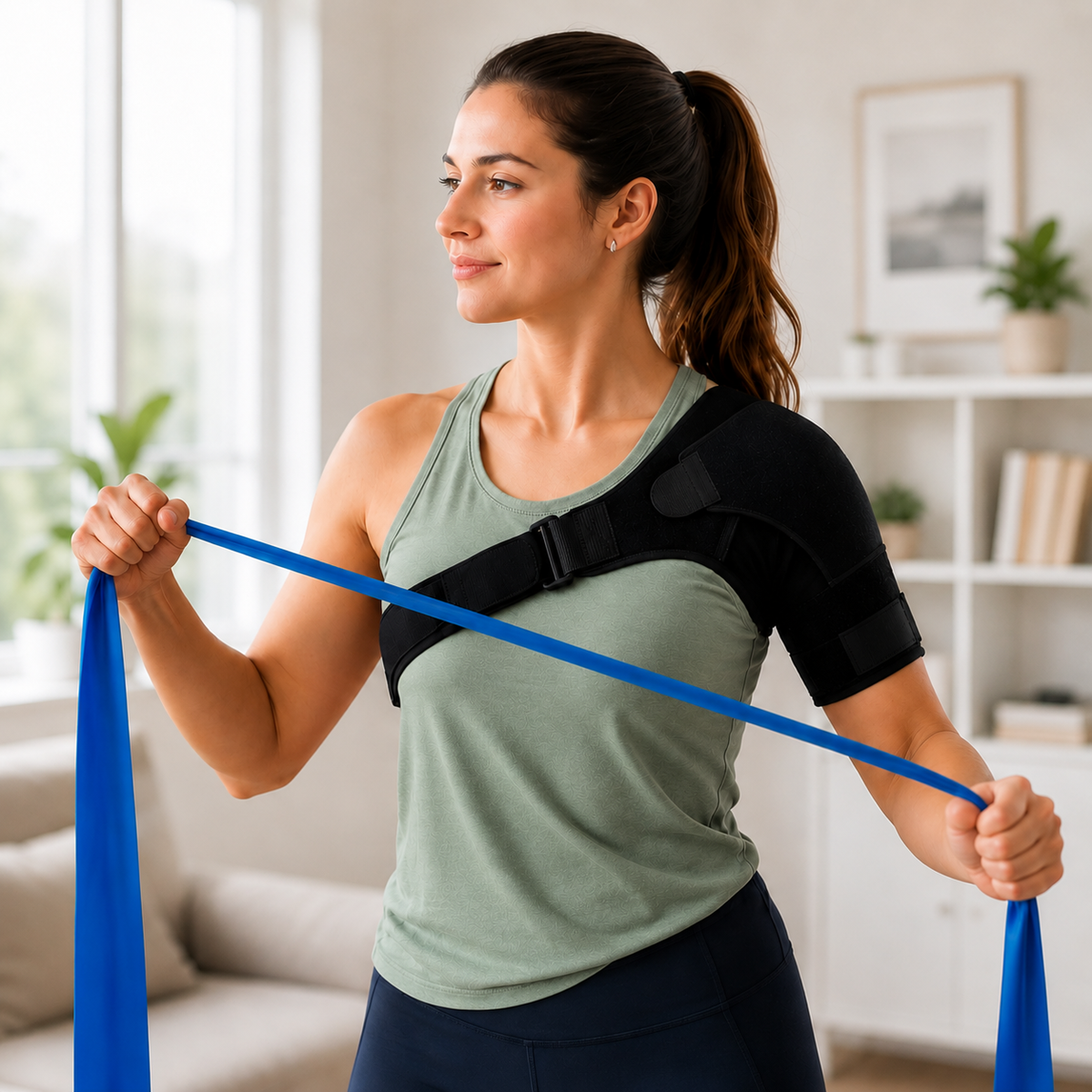 Adjustable Shoulder Support Wrap with Compression Fit and Breathable Construction