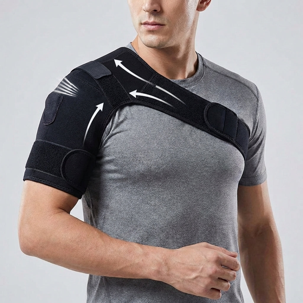 Adjustable Shoulder Support Wrap with Compression Fit and Breathable Construction
