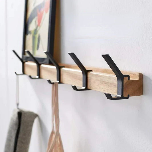Adjustable Wall Coat Rack with Five Double Hooks