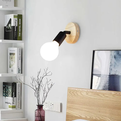 Adjustable Wood and Metal E27 Wall Sconce