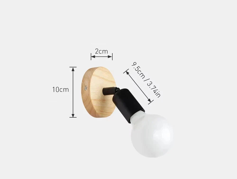 Adjustable Wood and Metal E27 Wall Sconce