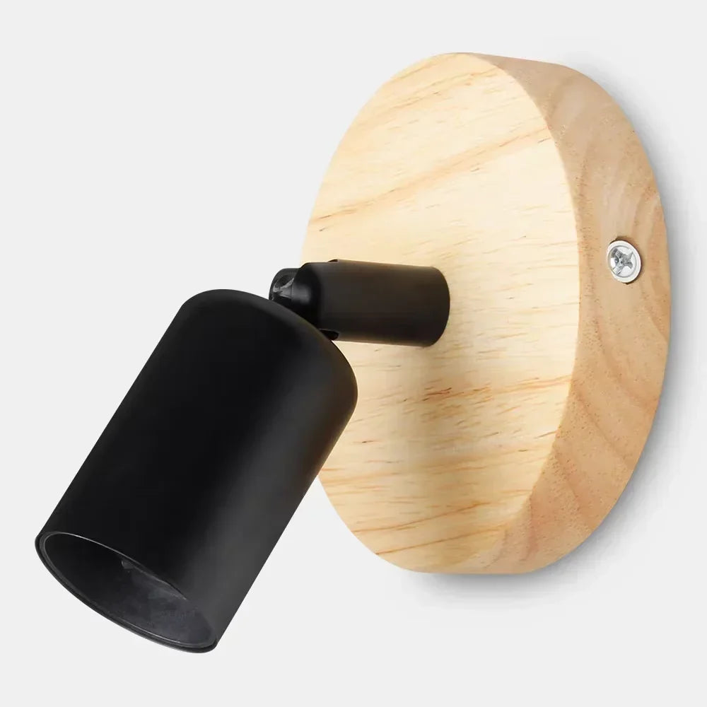 Adjustable Wood and Metal E27 Wall Sconce