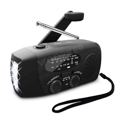 All-in-One Emergency Radio with Solar Charging and Power Bank