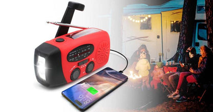 All-in-One Emergency Radio with Solar Charging and Power Bank