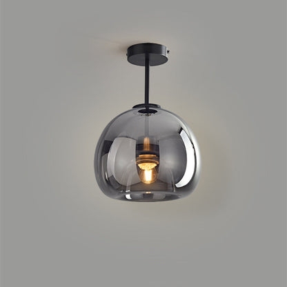 Amber Bubble Glass Ceiling Light with E27 Bulb