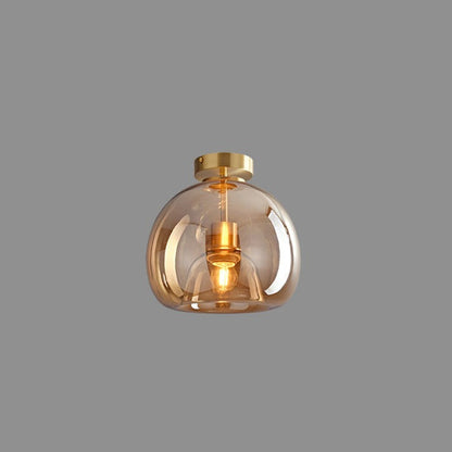 Amber Bubble Glass Ceiling Light with E27 Bulb