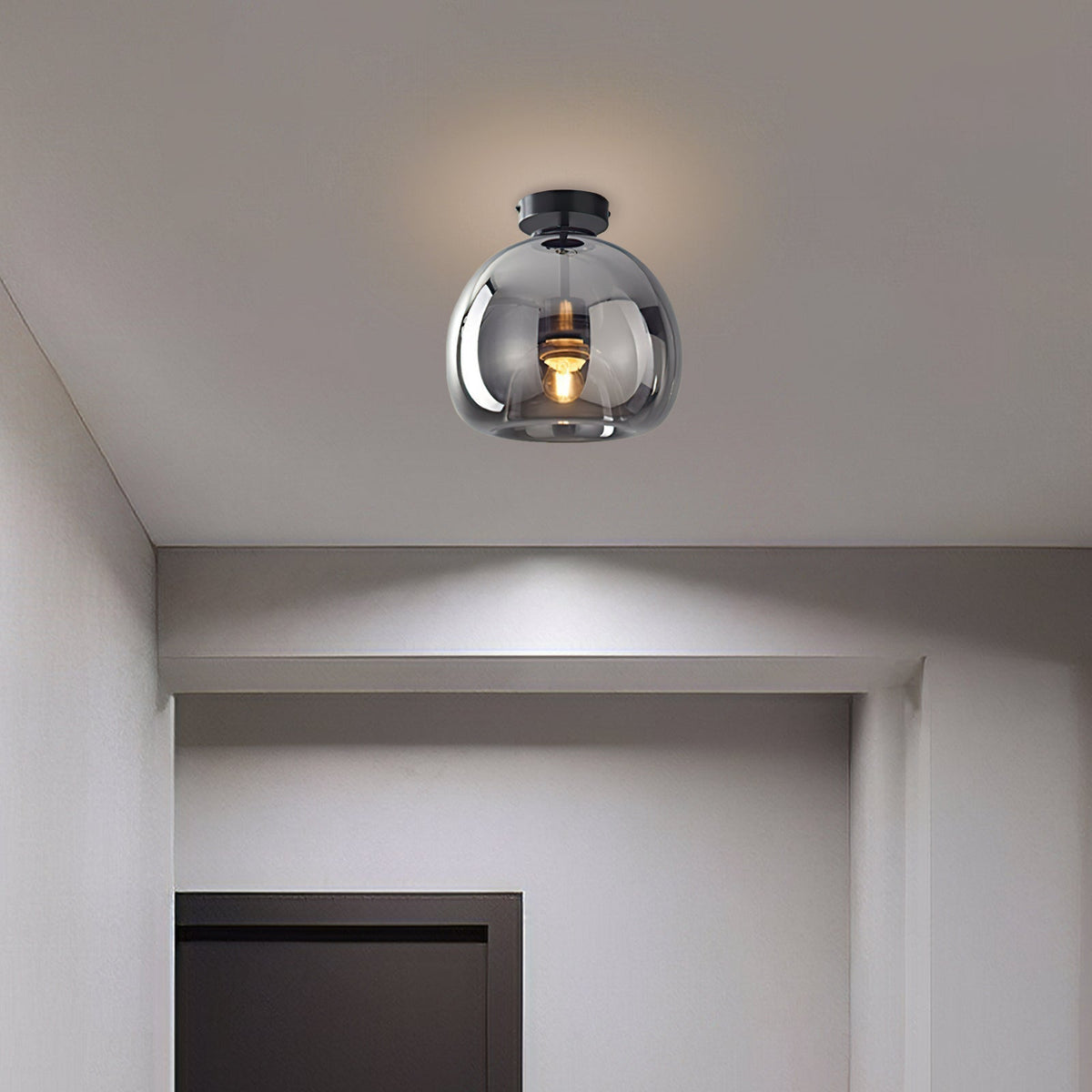 Amber Bubble Glass Ceiling Light with E27 Bulb