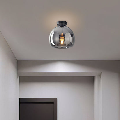 Amber Bubble Glass Ceiling Light with E27 Bulb