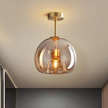 Amber Bubble Glass Ceiling Light with E27 Bulb