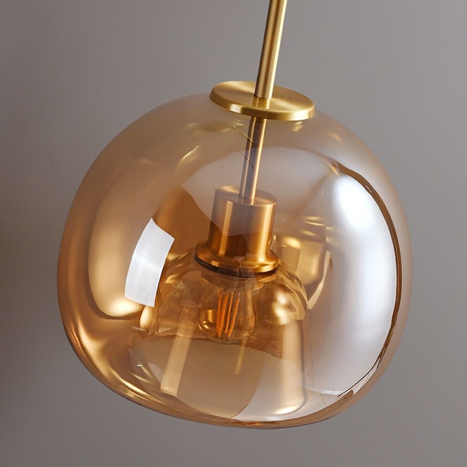 Amber Bubble Glass Ceiling Light with E27 Bulb