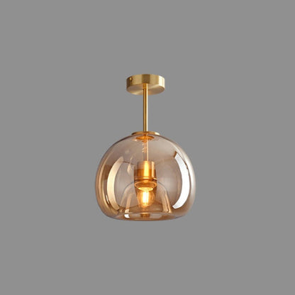Amber Bubble Glass Ceiling Light with E27 Bulb