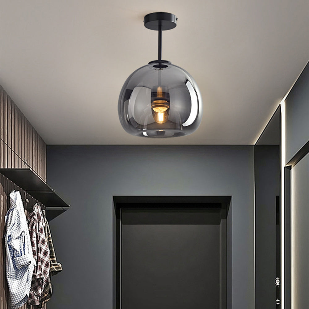 Amber Bubble Glass Ceiling Light with E27 Bulb
