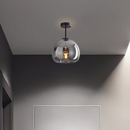 Amber Bubble Glass Ceiling Light with E27 Bulb