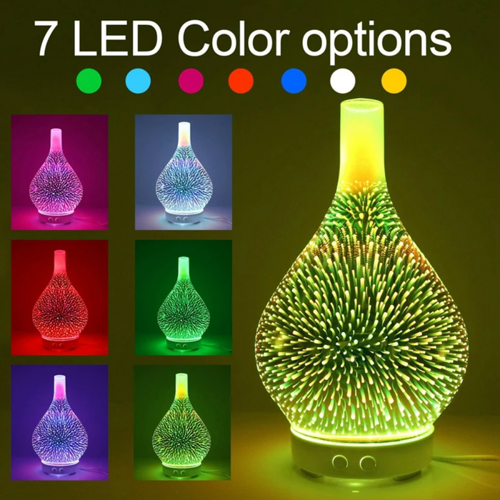 AromaBurst 3D Glass Essential Oil Diffuser with LED Light
