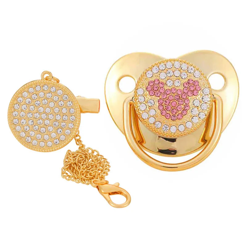 Baby Crown Pacifier and Clip Set with Protective Lid