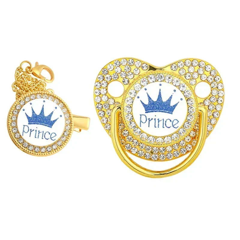 Baby Crown Pacifier and Clip Set with Protective Lid