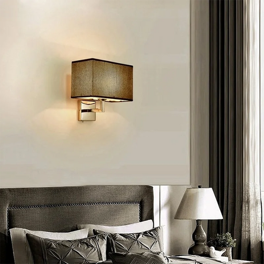 Bedside Wall Sconce with Fabric Shade and Reading Arm